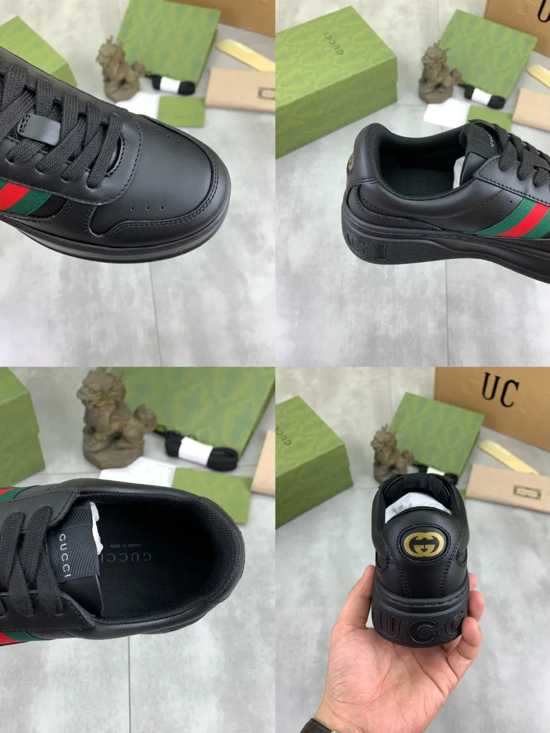 Men's shoes 💰P600 new GUCCI high version 🆕New series, 👫couple biscuit shoes, thick-soled sneakers, these are really comfortable, super light, comfortable and versatile, 👍a must-have item, this item is full of fun retro flavor. G’s new series continues to seek inspiration from daily life in other eras and incorporates the essence of current design to create refreshing designs. This sneaker is made of GG printed canvas and decorated with the classic double G monogram pattern, highlighting the profound connotation of the brand logo. GG printed embossed leather, glossy leather details, 5cm taller, instantly enhances your aura when worn! (With a complete set of packaging bags) Airplane box Size: 35-45